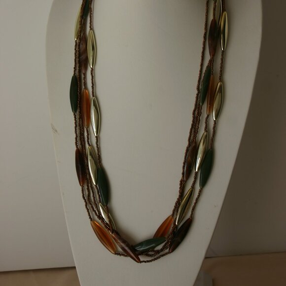 Five Strand Bronze Seed Bead Fashion Necklace R-932 - Picture 3 of 6